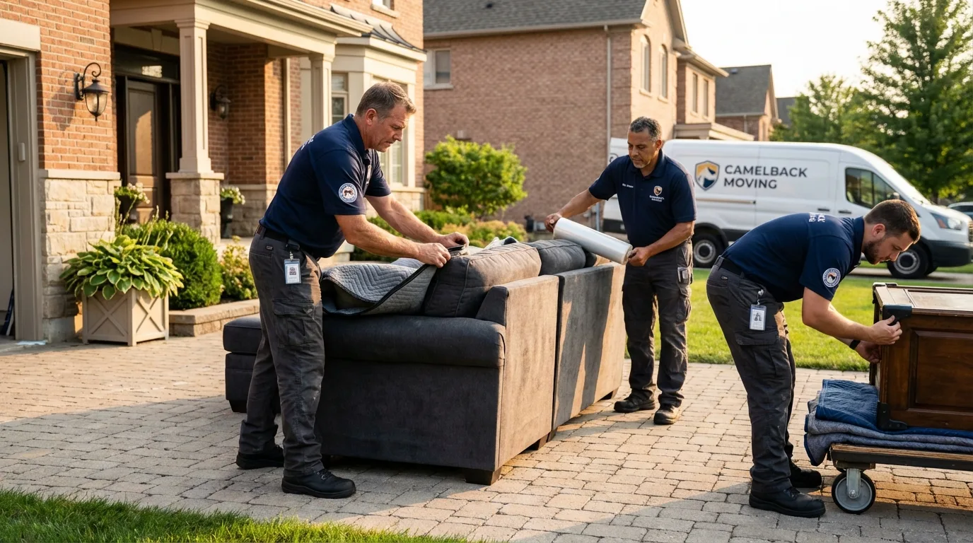 Large estate moving crew wrapping furniture in Madelia, MN