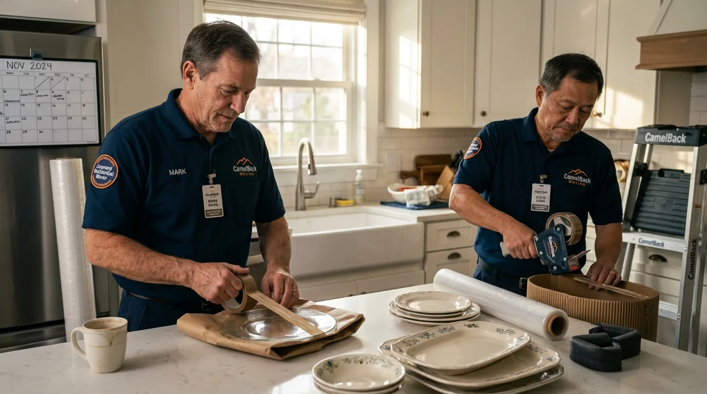 Professional crew packing kitchen dishware in Madelia, MN